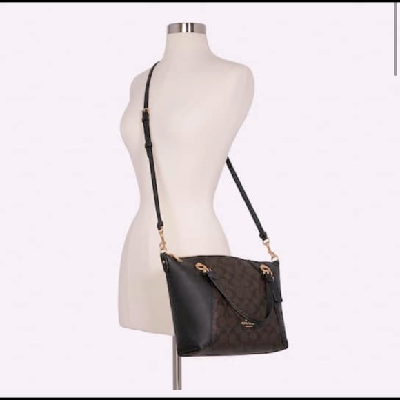 Coach Brown/black Signature Tote Satchel Gold Accents NWT - Picture 5 of 13